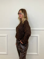Maglia Misto Lana Paillettes 5565 Marrone