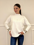 Maglia Strass e Piume DL7355 Bianco
