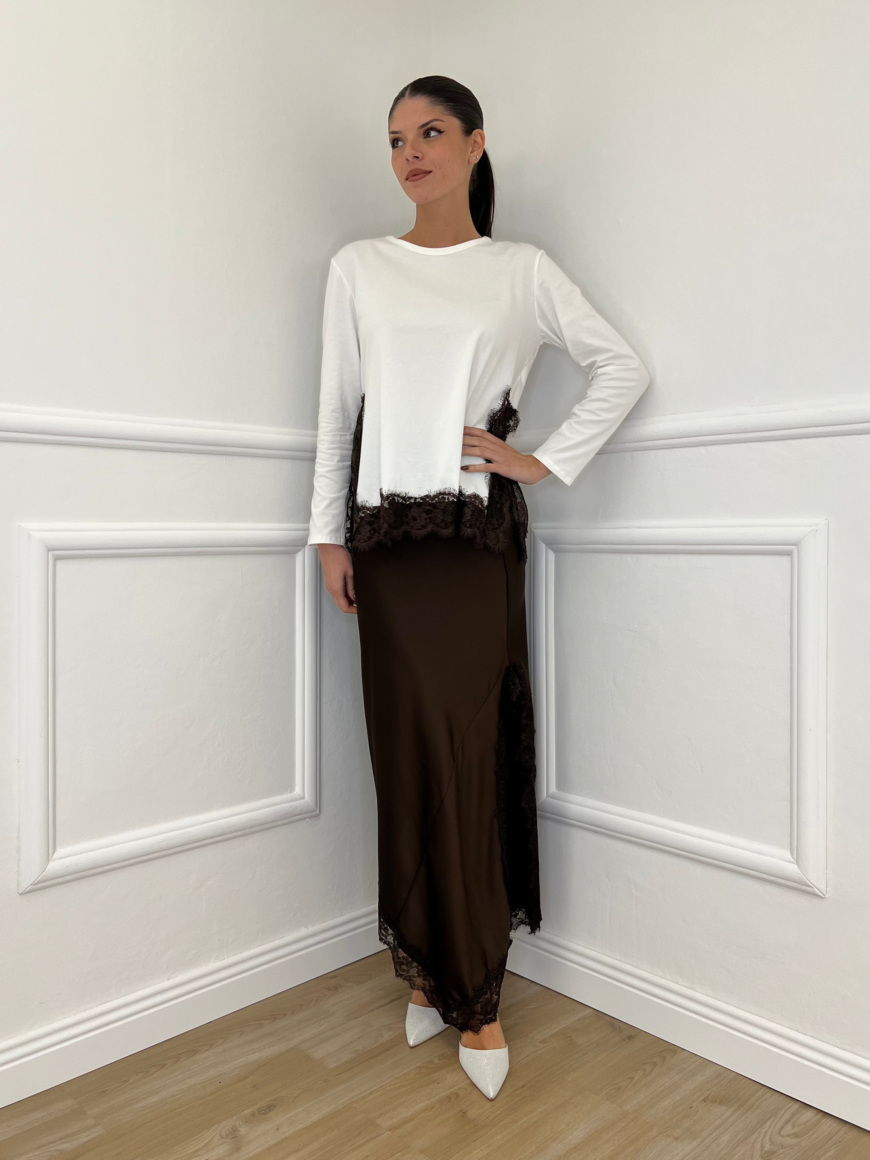 Gonna Asimmetrica Pizzo 2722 Moro