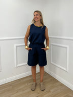 Bermuda Chambray Bottoni 2869 Blu