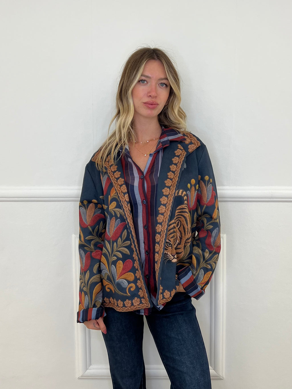 Camicia in Tencel a Righe 3957 Blu