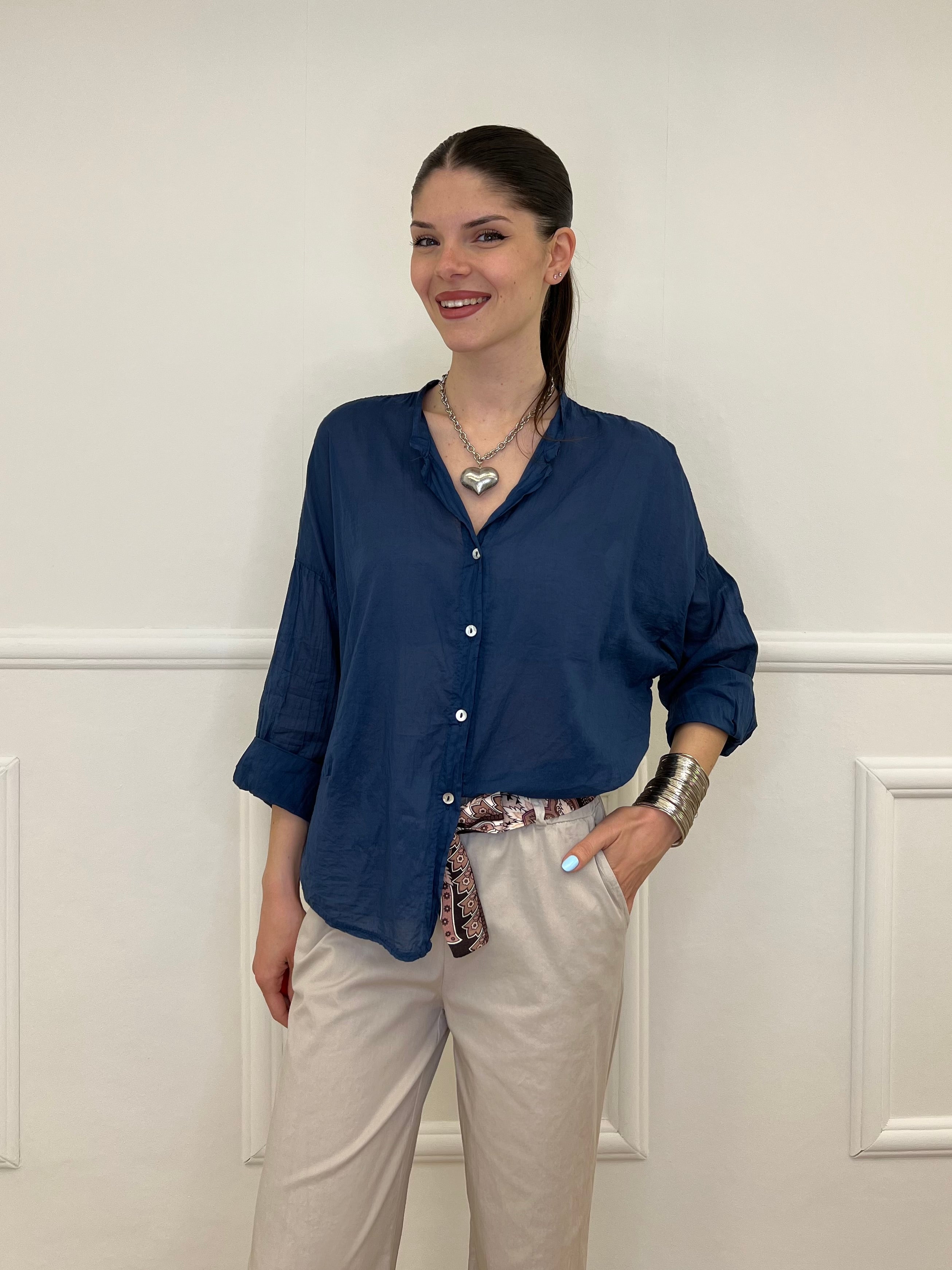 Camicia Over Coreana 3020 Blu Royal
