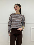 Maglia Girocollo Multicolor 25205 Marrone