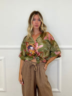 Camicia Jungle Tencel 3034 Verde e Rosa