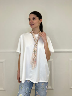 T-shirt Maxi Con Foulard 35080 Bianco