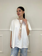 T-shirt Maxi Con Foulard 35080 Bianco