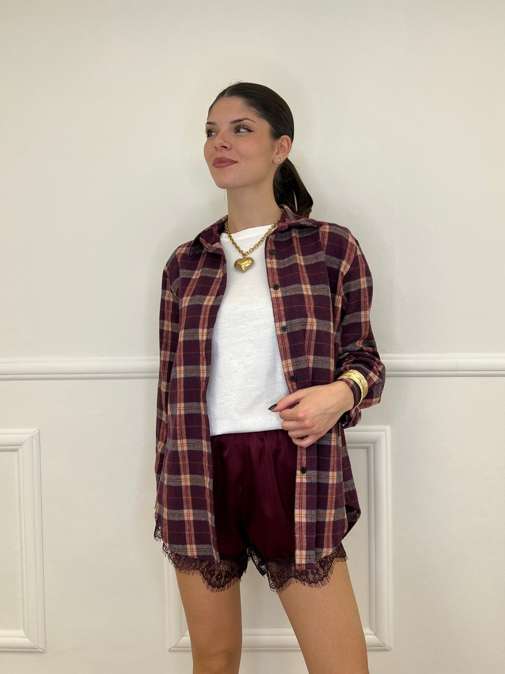 Shorts Lingerie Pizzo L337 Burgundy