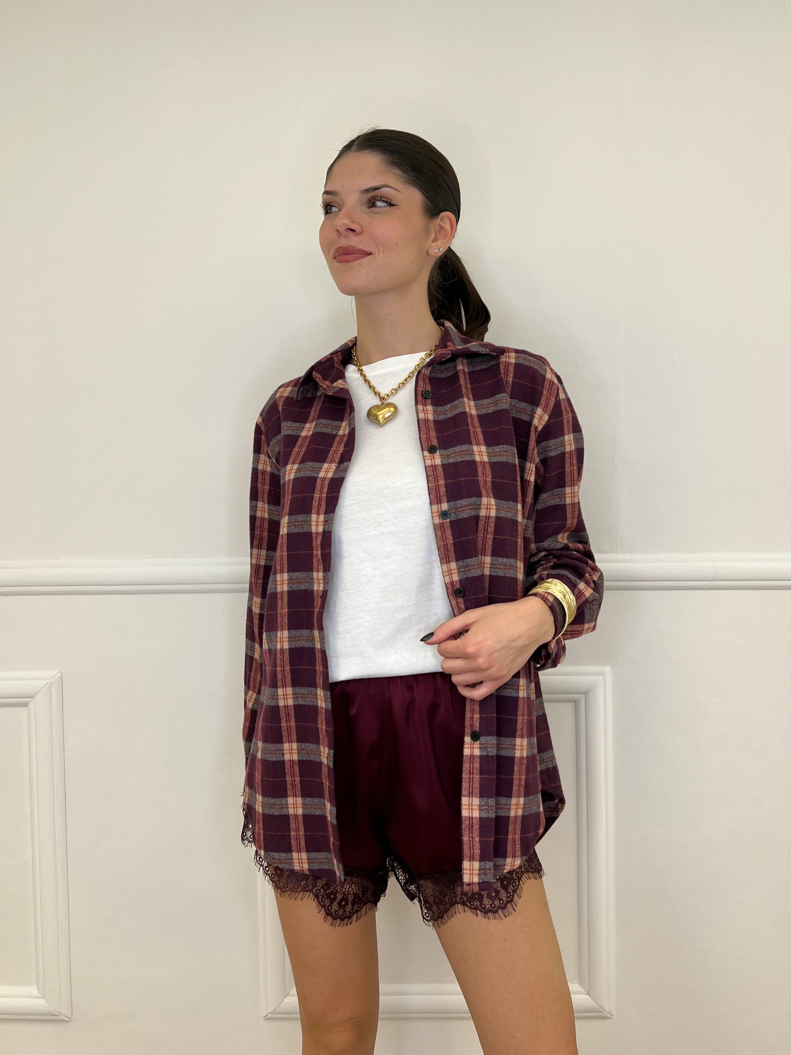 Shorts Lingerie Pizzo L337 Burgundy