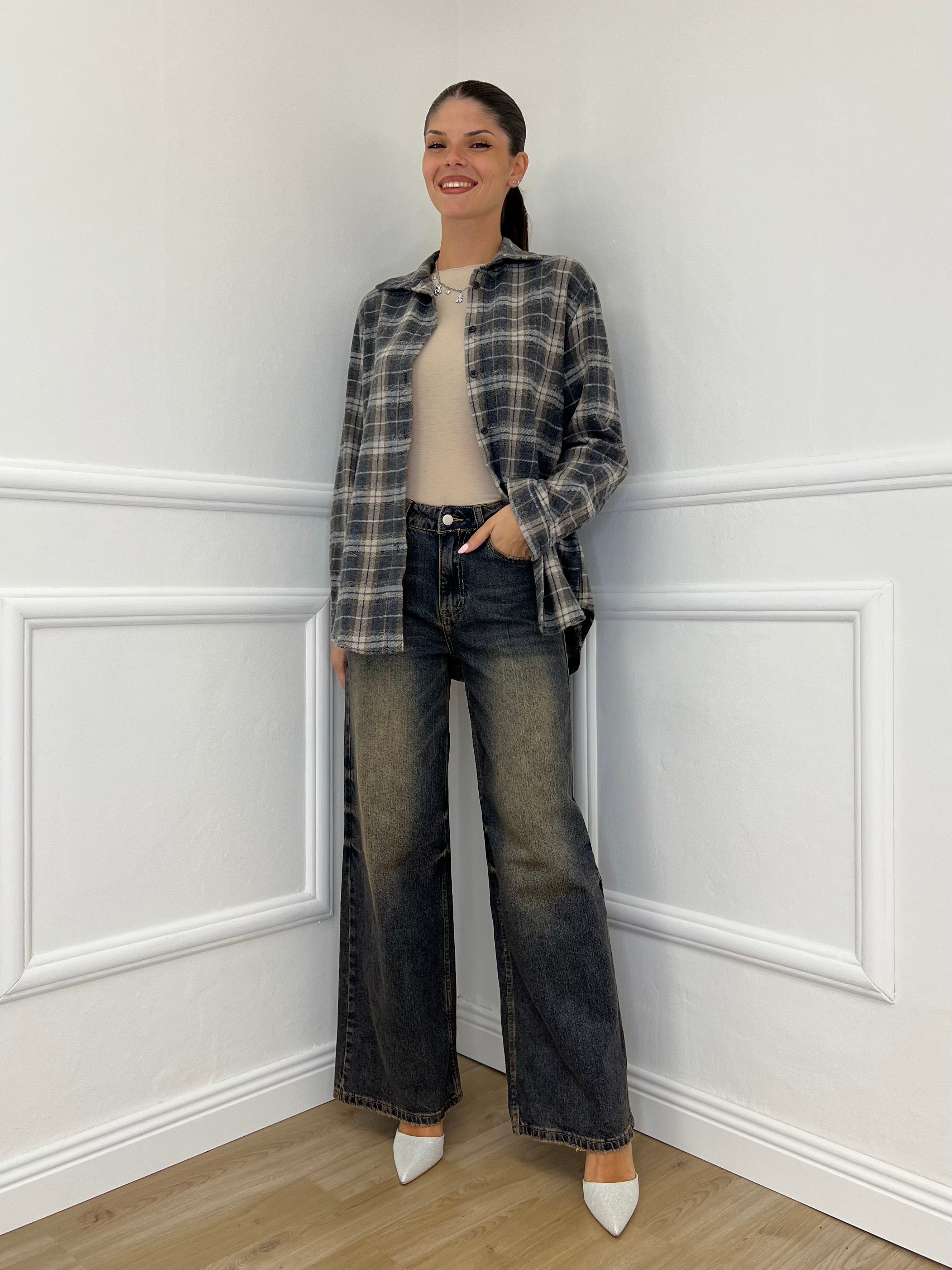 Camicia Madras A35 Grigio