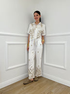 Pantalone Ricami Lurex Z18127 Bianco