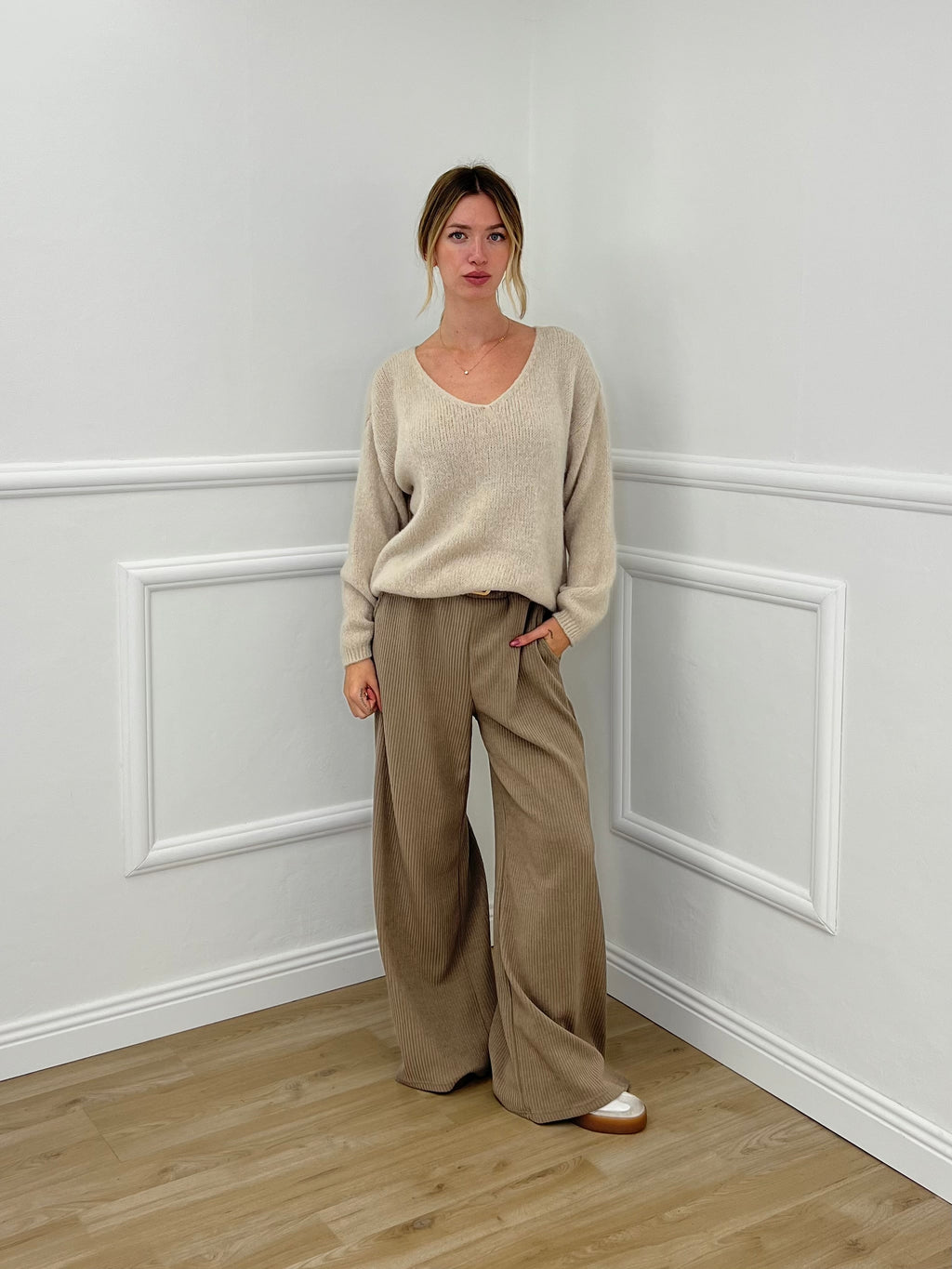 Pantalone Corduroy Cintura 27998 Fango