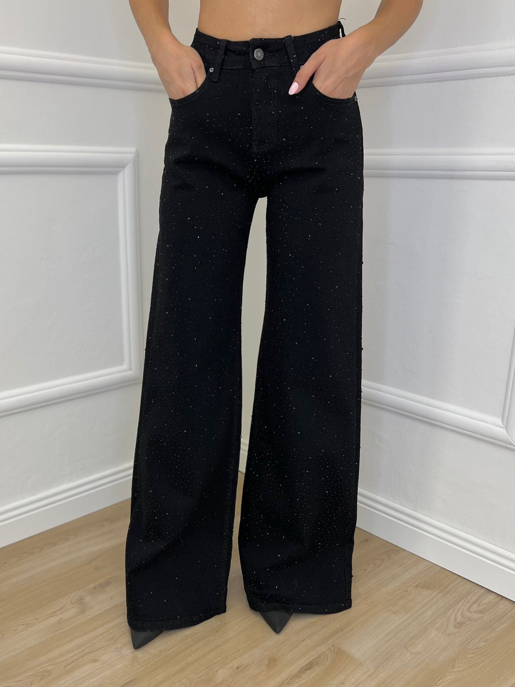 Jeans Strass JK8128 Nero - Bazar Abbigliamento