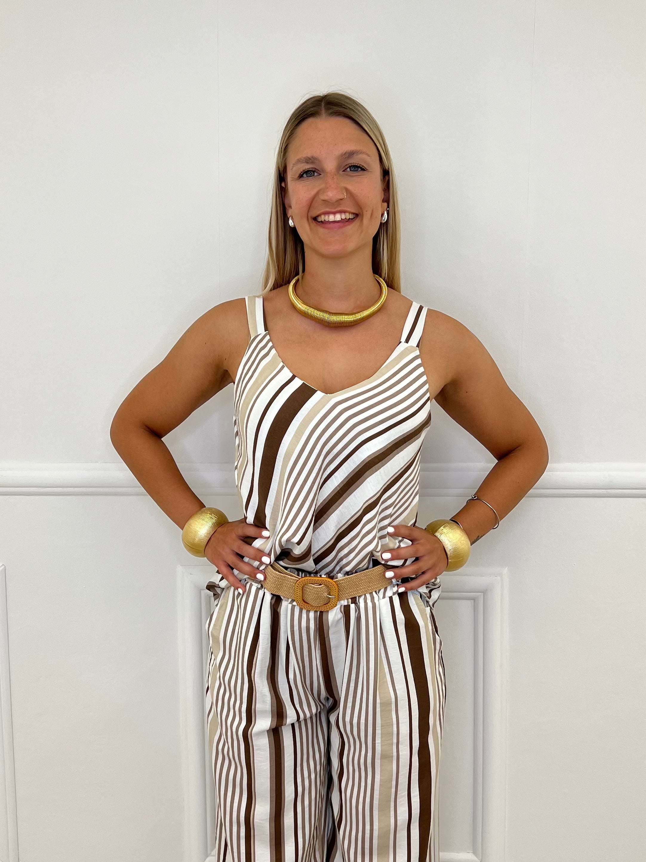 Top In Viscosa a Righe 3661 Camel