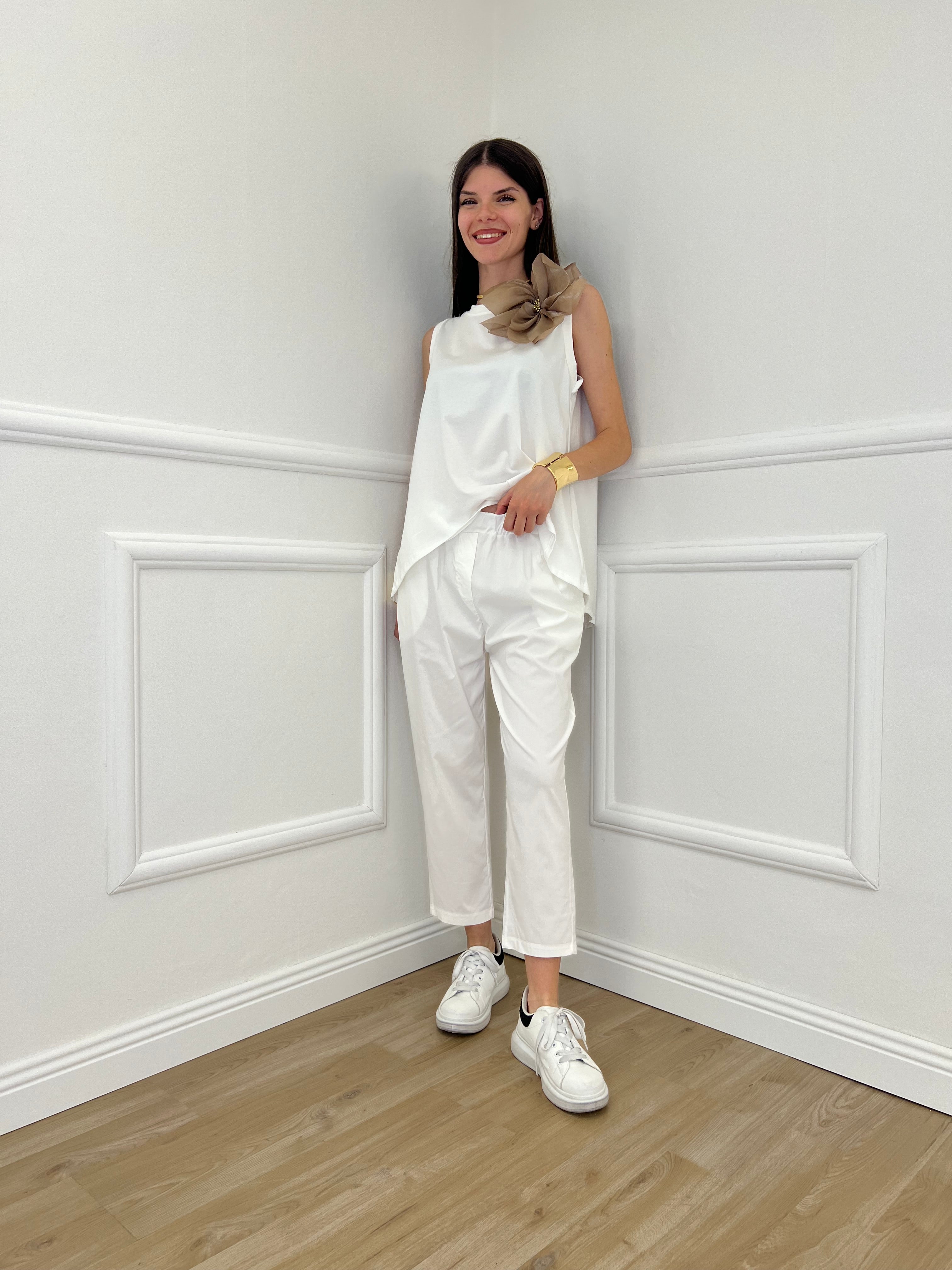 Pantalone Regular Bengalina 9230 Bianco