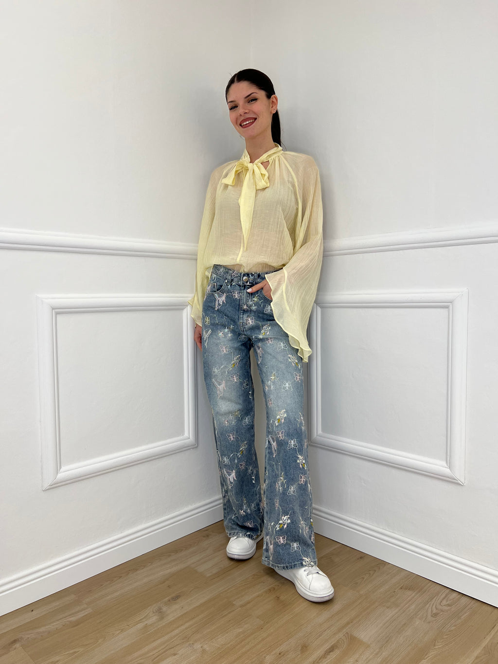 Camicia in Tencel con Fiocco 2608 Giallo