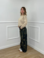 Jeans con Ricamo Floreale 3007 Blu