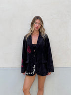 Blazer Corduroy con Ricami A8037 Nero
