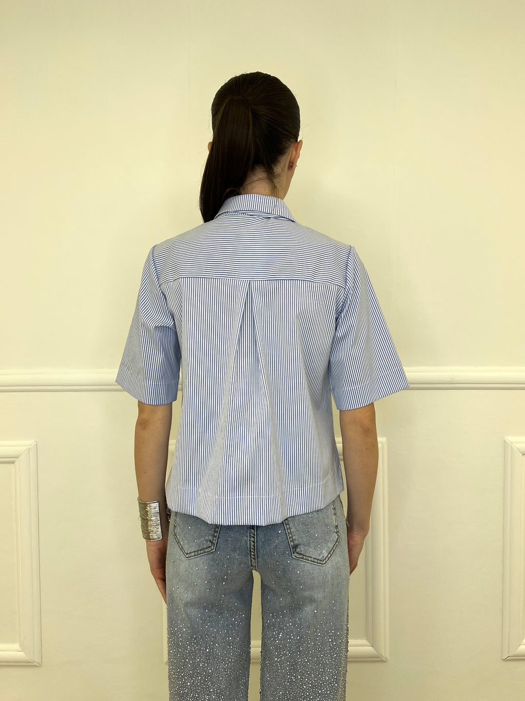 Camicia Righe Con Cravatta 12272 Azzurro