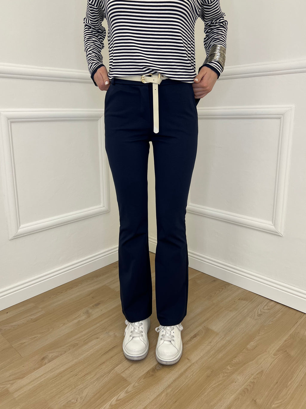 Pantalone Flare Cintura 26513 Blu