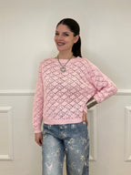 Maglia Jacquard Traforata 82618 Rosa