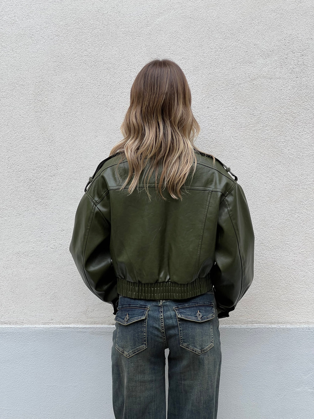 Bomber Crop Ecopelle Tasche 30346 Verde