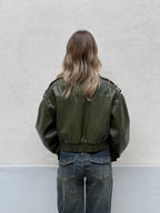 Bomber Crop Ecopelle Tasche 30346 Verde