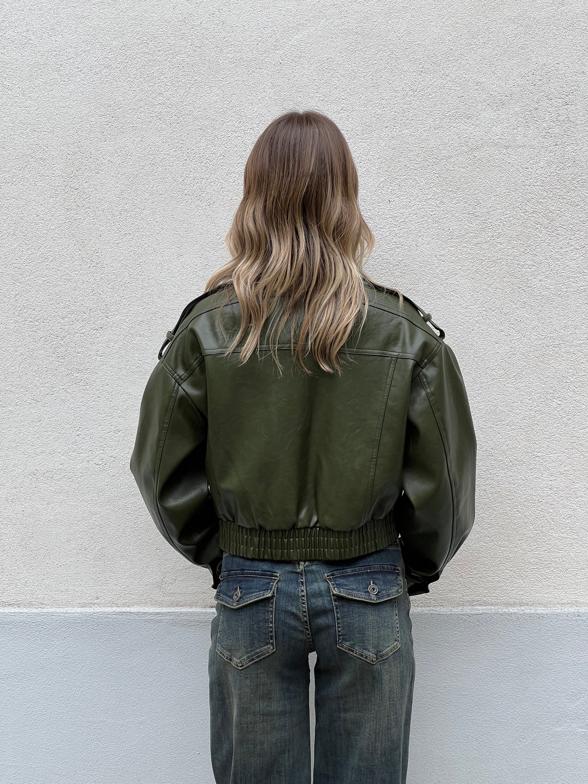 Bomber Crop Ecopelle Tasche 30346 Verde