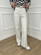 Jeans Straight Tasche Frontali 2207 Ecru