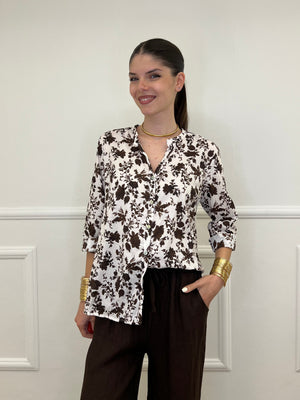 Camicia Fiori Coreana 2588-2 Marrone