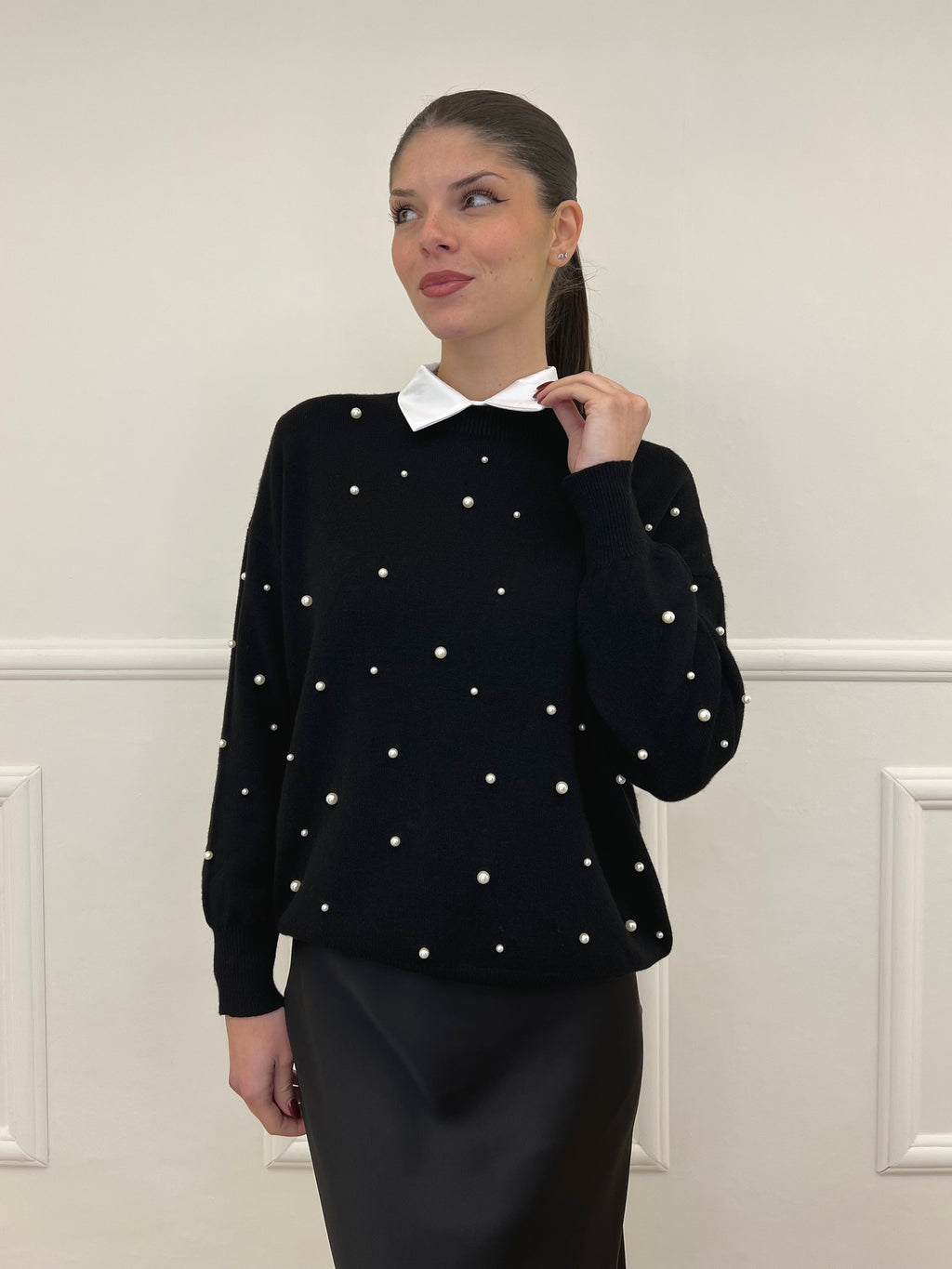 Maglia Perle Girocollo 7313 Nero