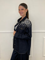Giacca Denim Cristalli MF2501 Blu - Bazar Abbigliamento