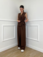 Completo Gilet Fiocco Crêpe 2852 Marrone