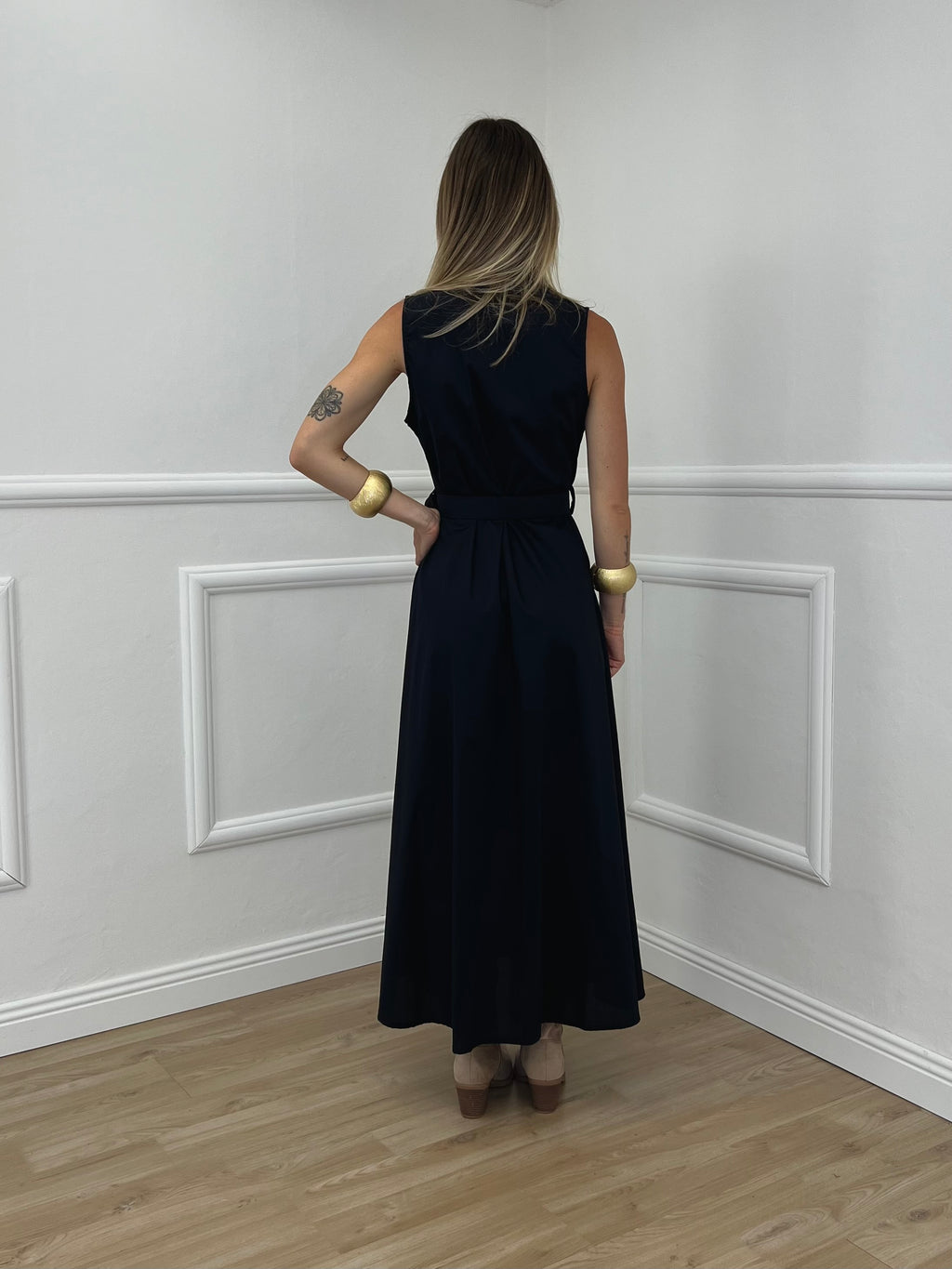 Abito Cotone Cintura 364997 Blu