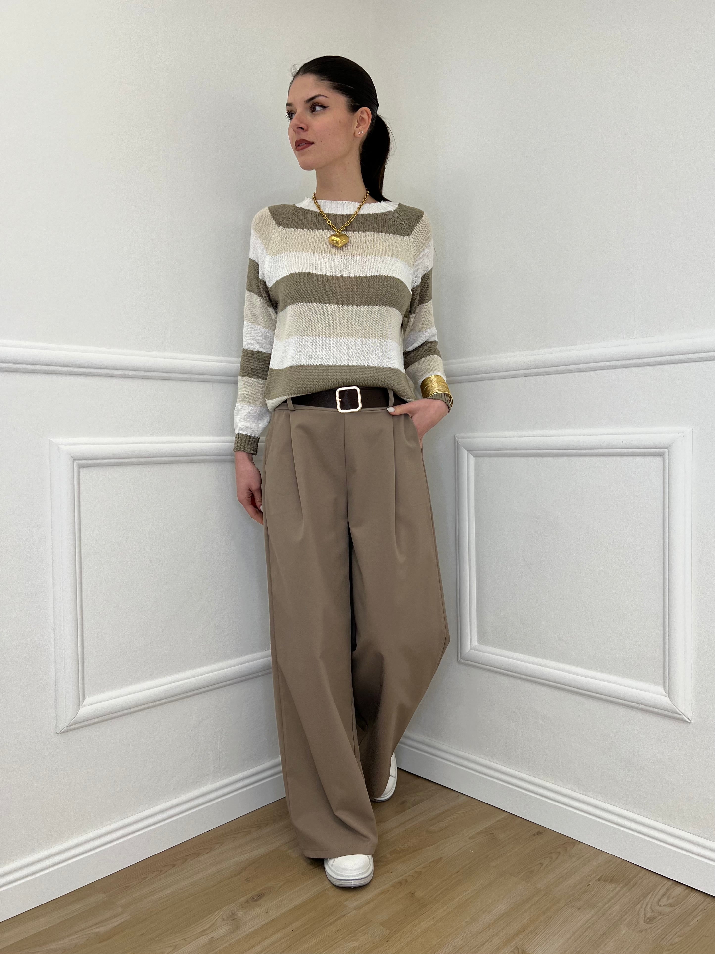 Maglia a Righe 25054 Taupe