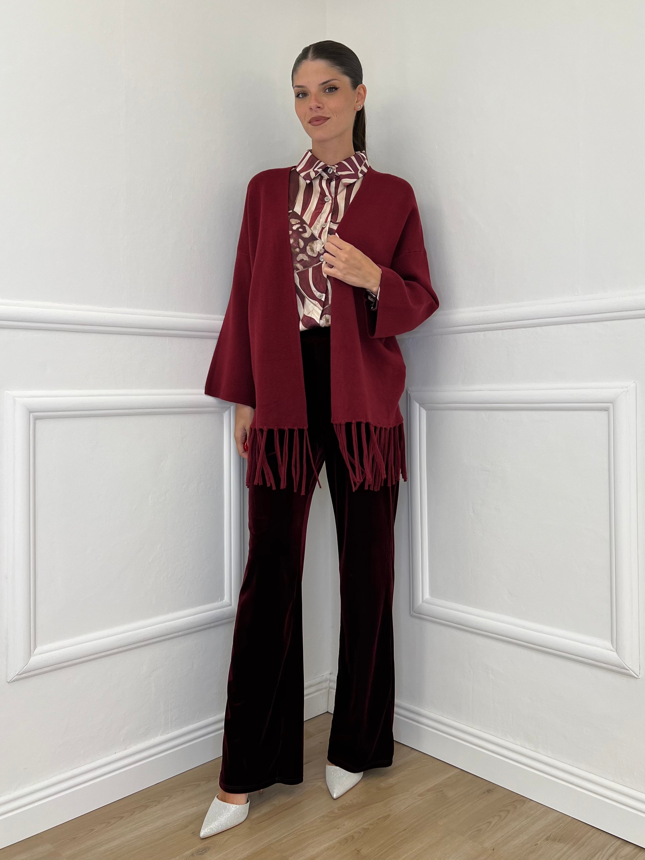 Cardigan Frange DL7296 India - Bazar Abbigliamento