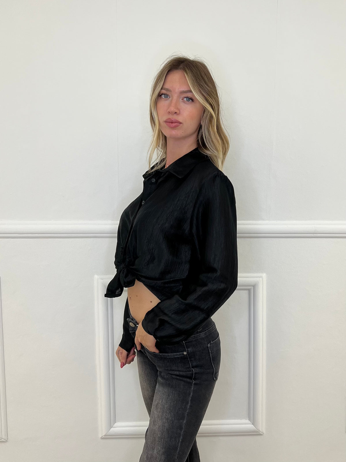 Camicia Over Chiffon 2372 Nero