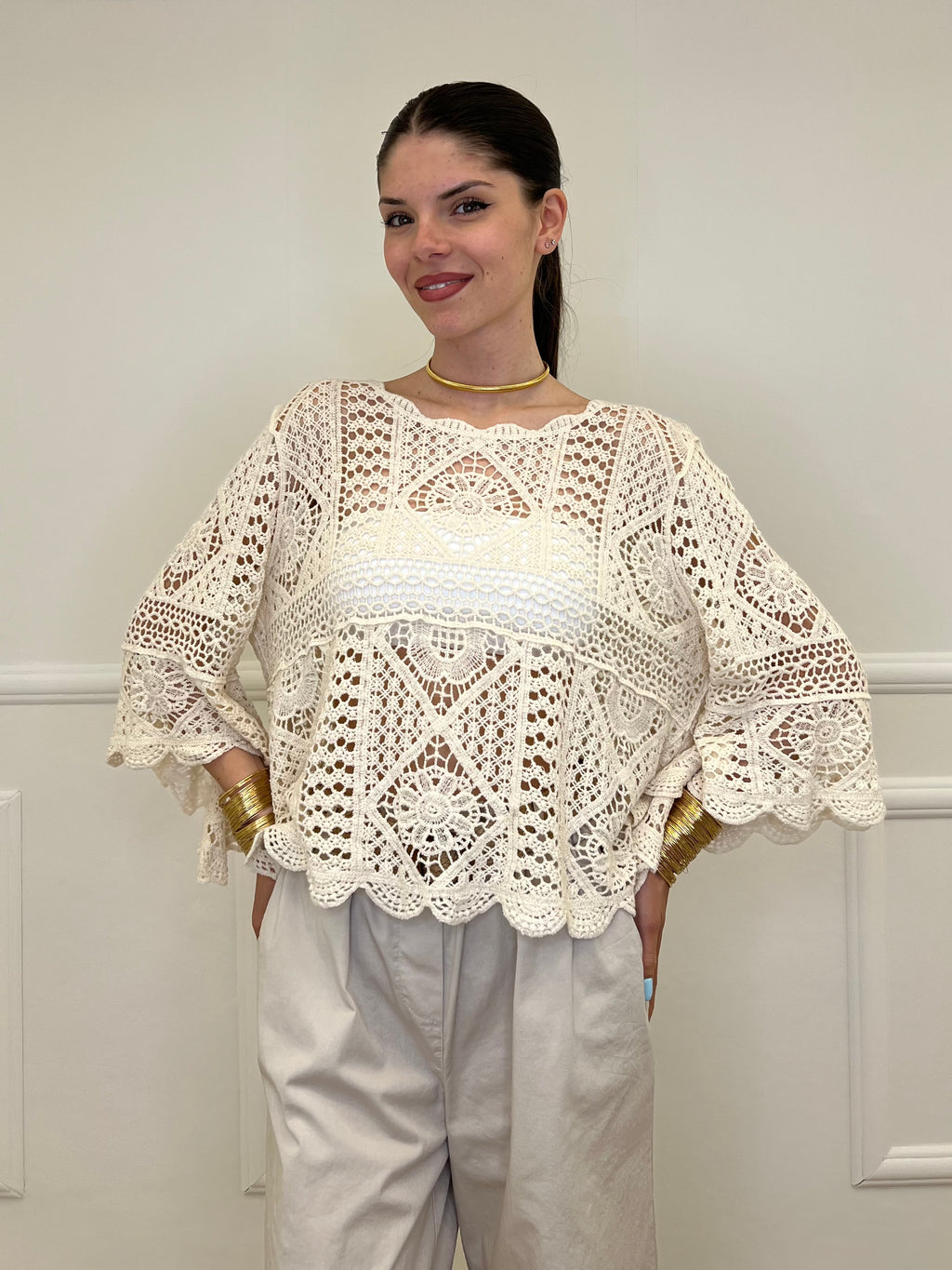 Maglia Scatoletta Macramè 48001 Ecru