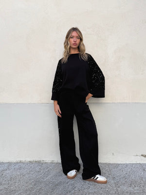 Tuta Inserti Paillettes L3110 Nero