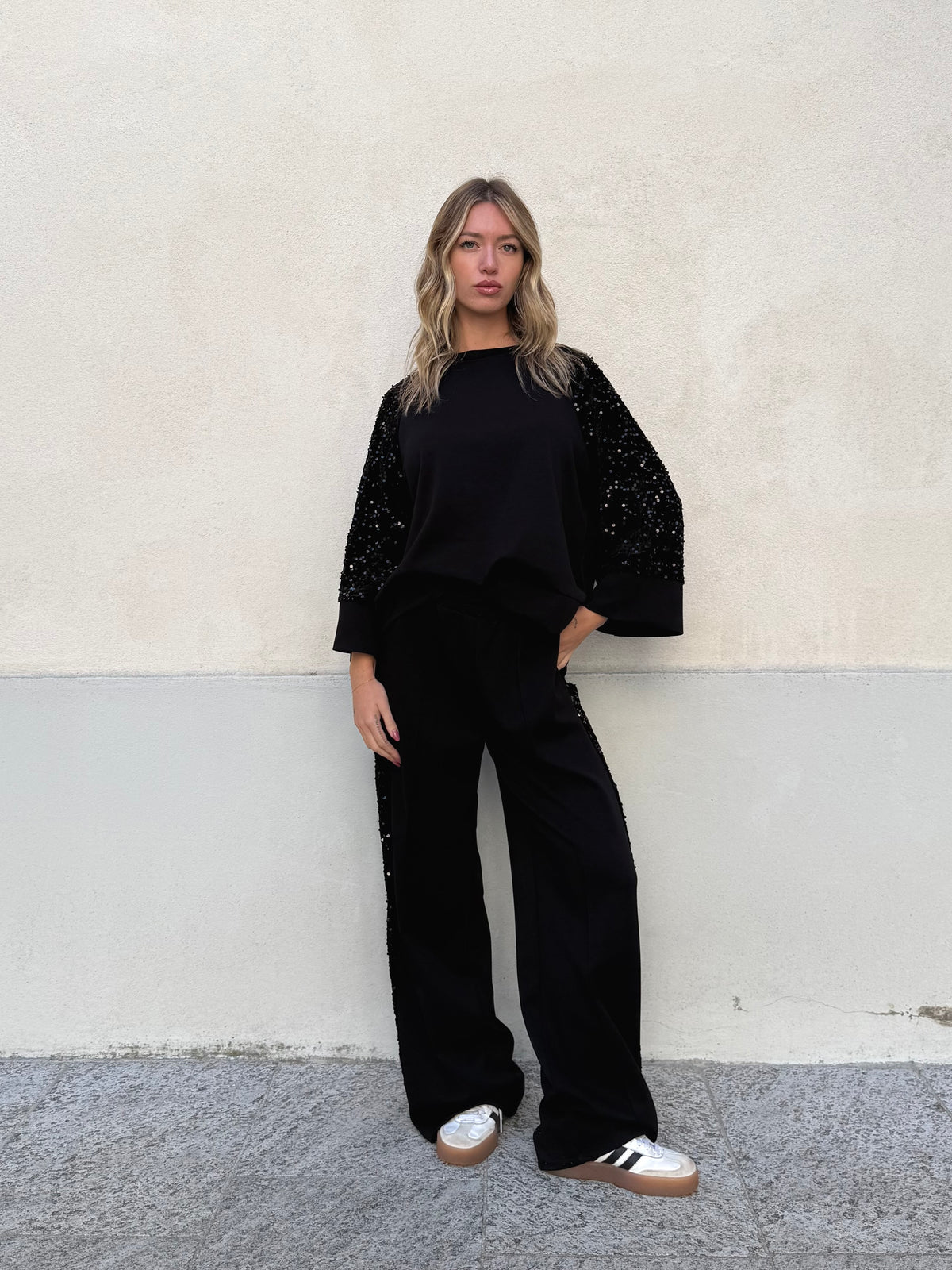 Tuta Inserti Paillettes L3110 Nero