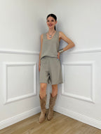 Completo Canotta e Bermuda Misto Lino 10732 Taupe