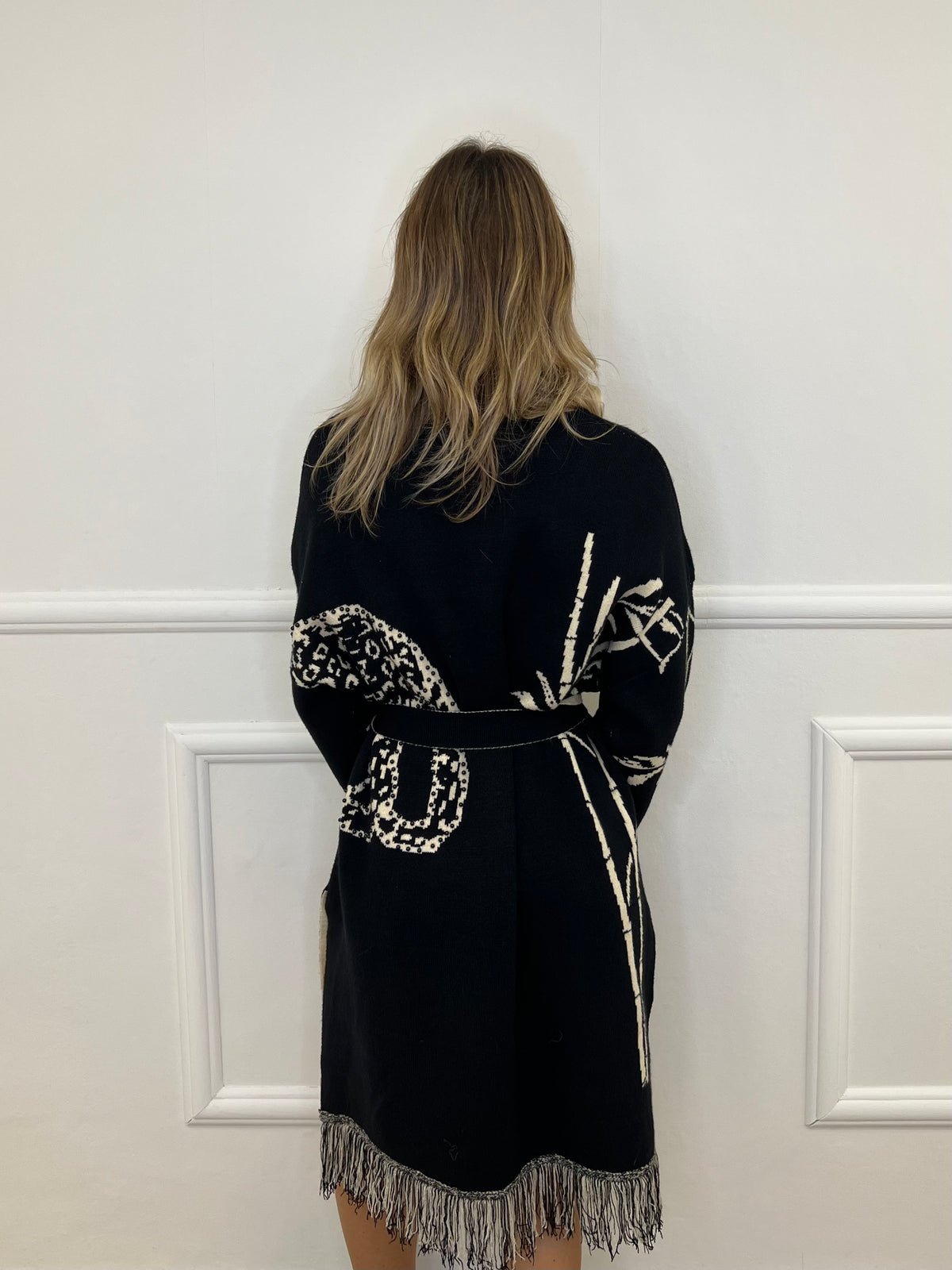 Cardigan Jacquard Jungle 90059 Nero