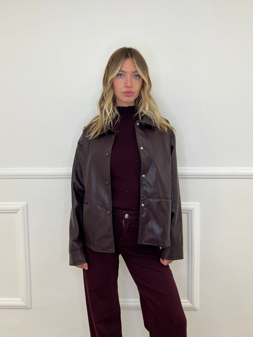 Giubbino Over Ecopelle G2651 Burgundy