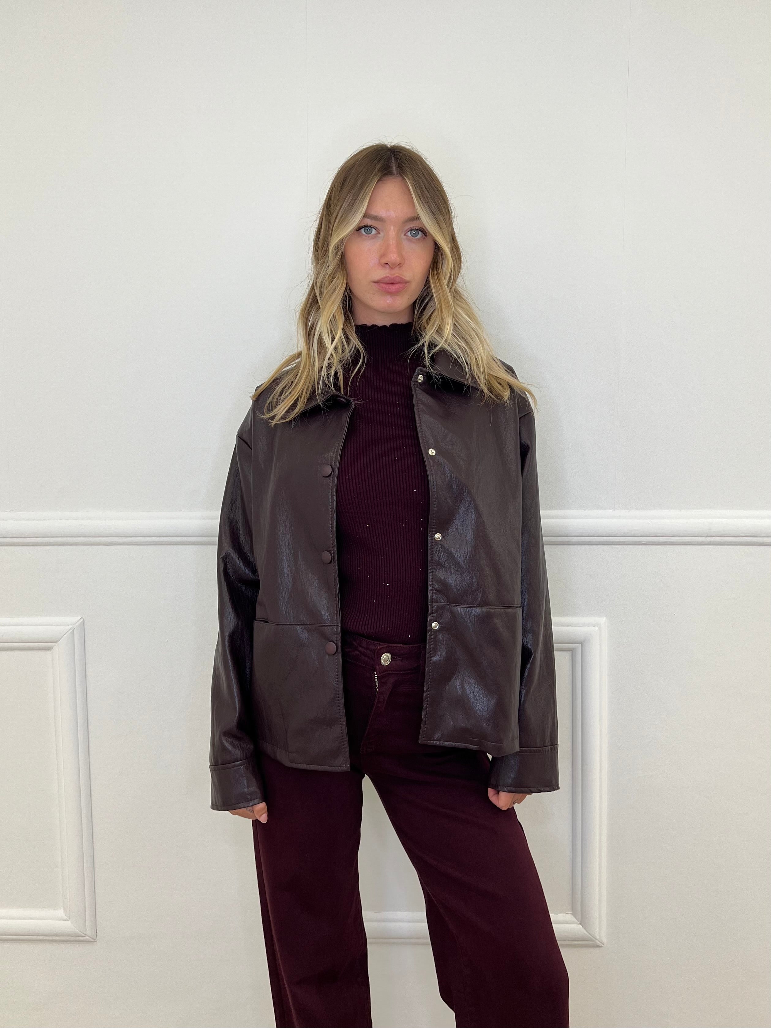 Giubbino Over Ecopelle G2651 Burgundy