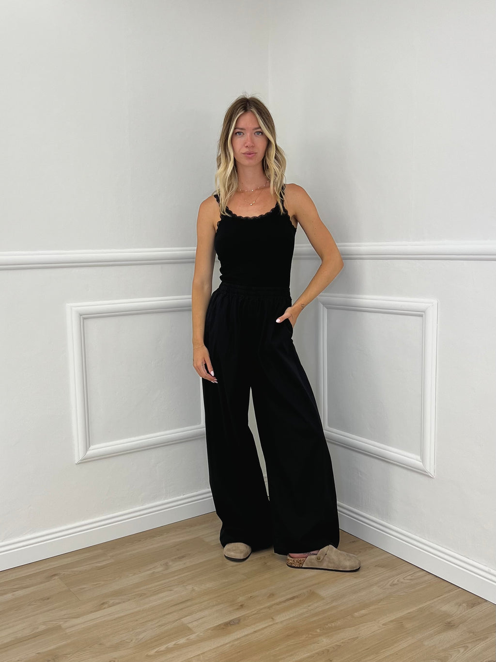 Pantalone a Palazzo Cotone 826121 Nero