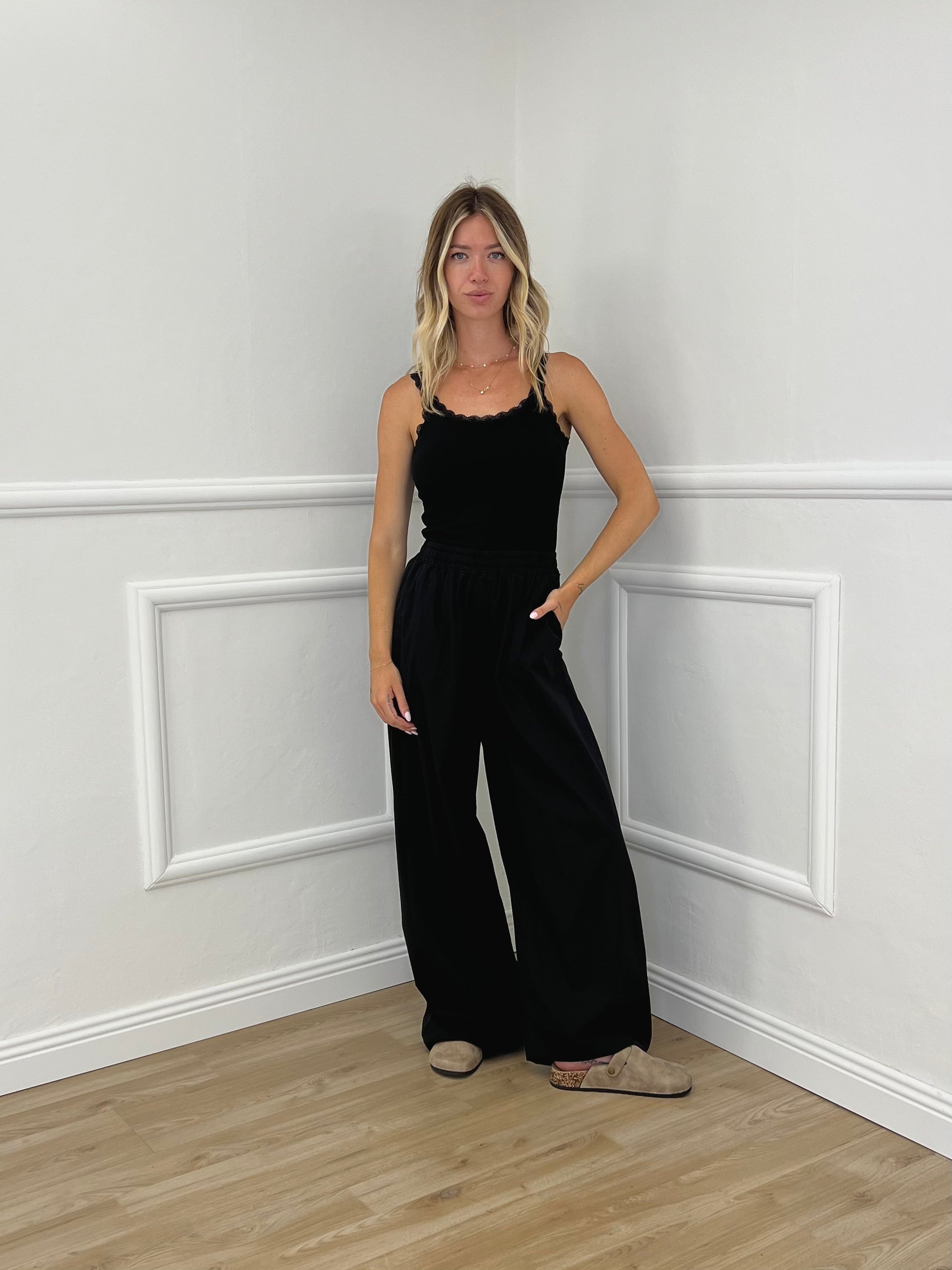 Pantalone a Palazzo Cotone 826121 Nero