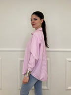 Camicia a Righe Micro Strass 82046 Rosa