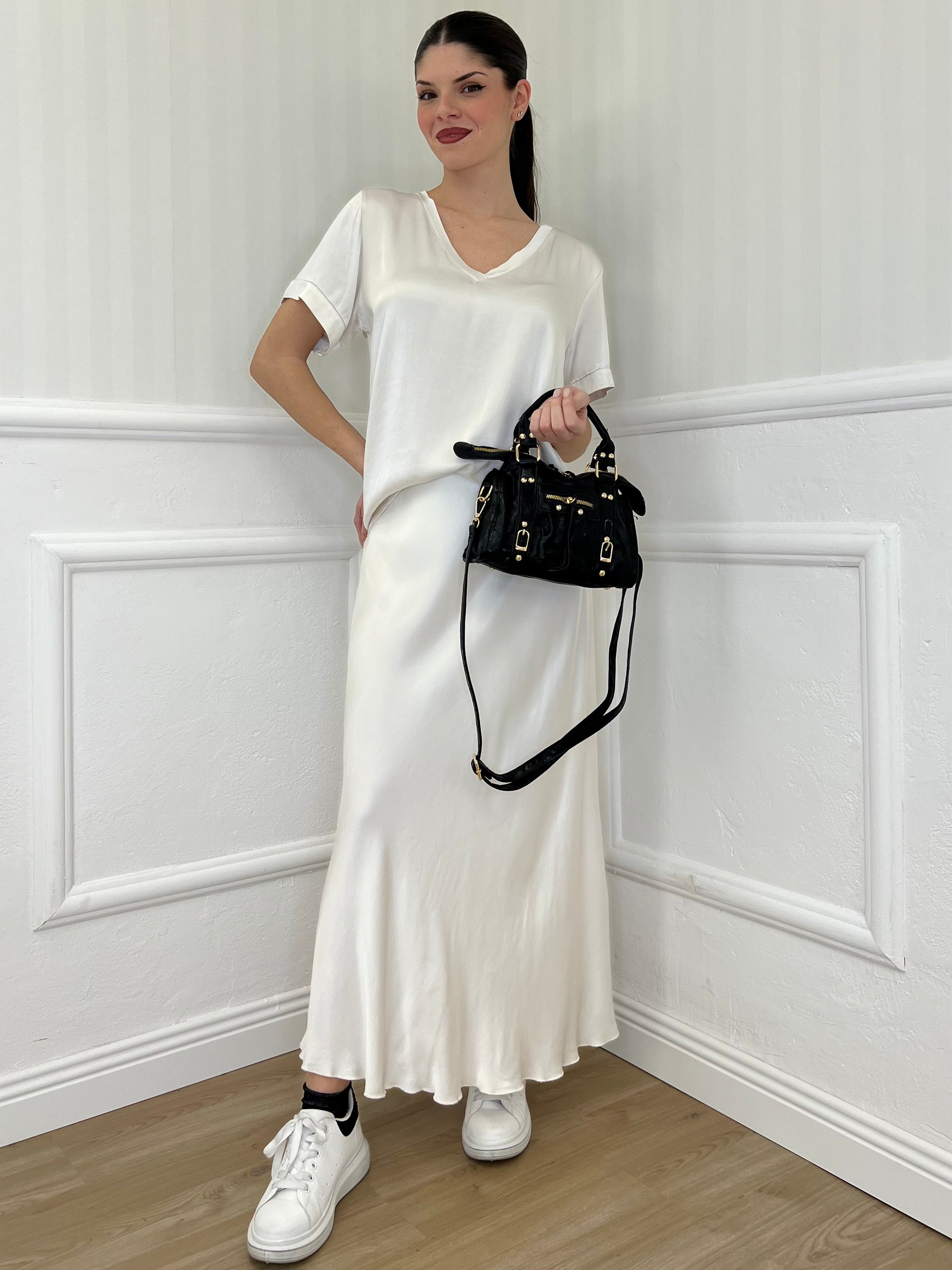 Gonna Lunga Raso 3065 Bianco - Bazar Abbigliamento