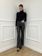 Pantalone Flare Ecopelle 2802 Nero