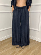 Pantalone Lino Gessato 10412 Blu
