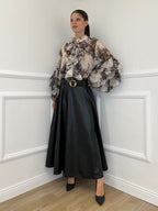 Camicia Jabot Fantasia 4525 Nero - Bazar Abbigliamento